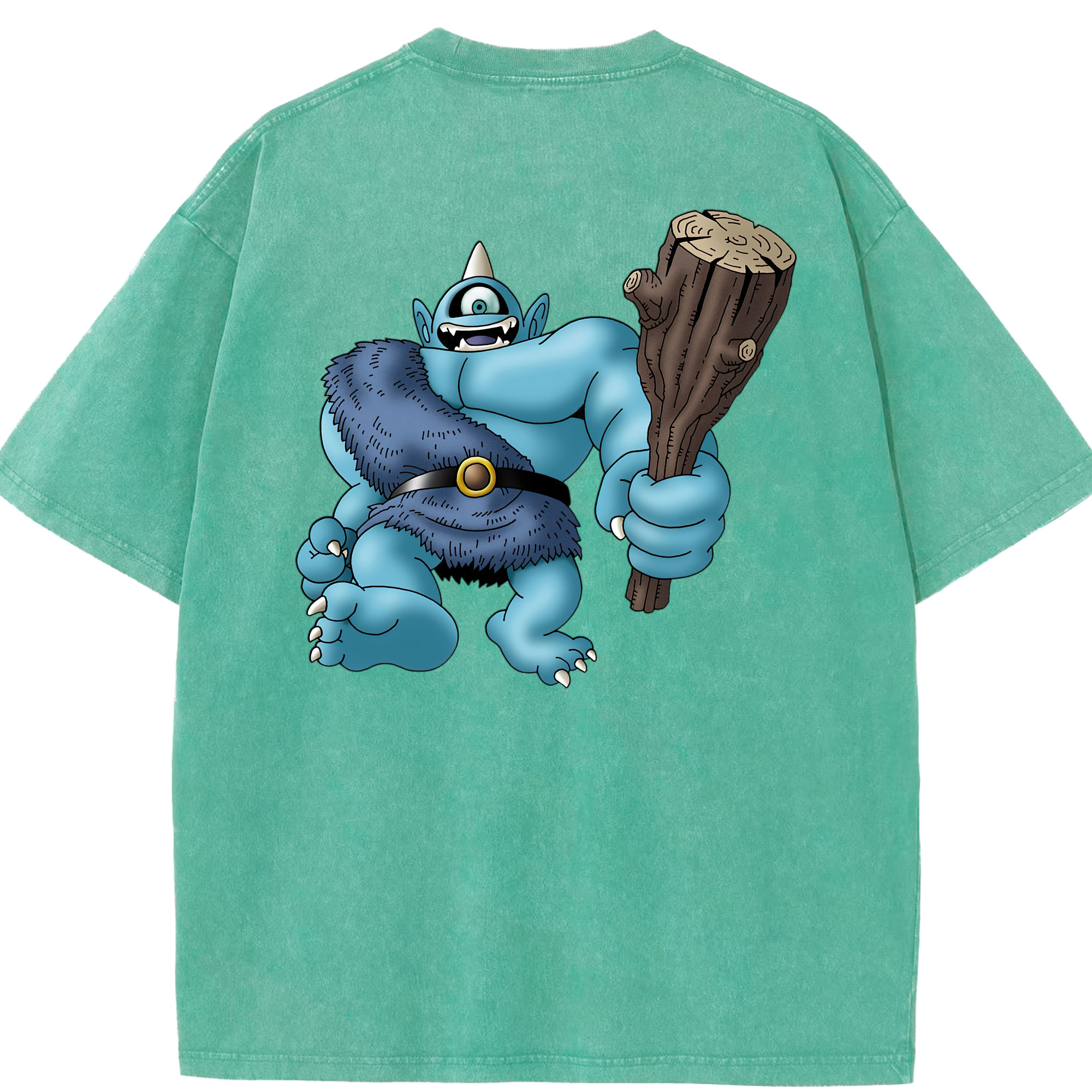 （画像用） ドラゴンクエスト Doragon Kuesuto Dragon Quest 綿100% ヴィンテージ風 半袖Tシャツ（背面プリント）